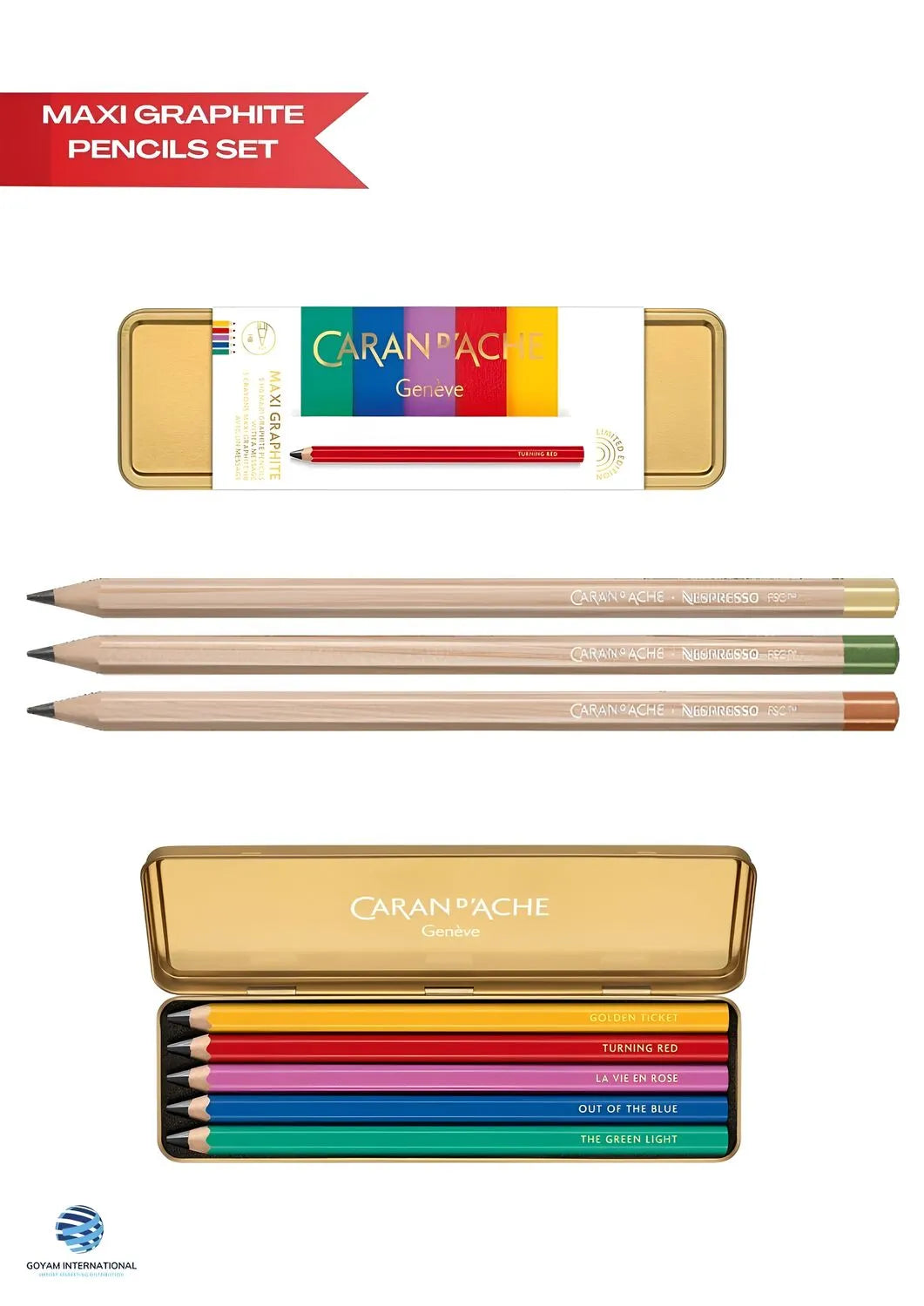 Caran d'Ache Maxi Graphite Pencils, Set of 5