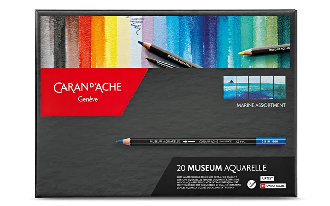 Caran d'Ache Museum Aquarelle Marine Set, 20 Shades