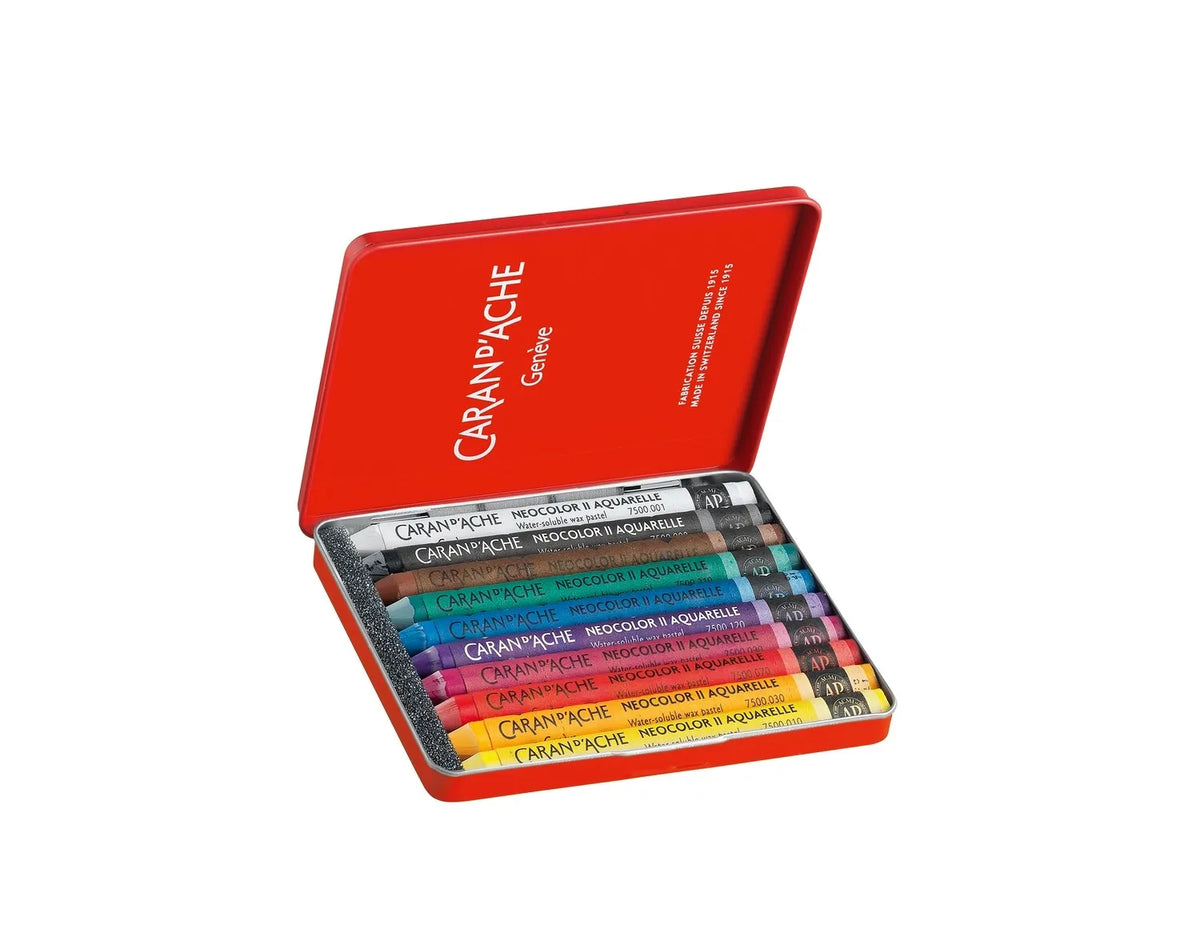 Caran d'Ache Neocolor II Aquarelle Wax Pastels, 10 Shades