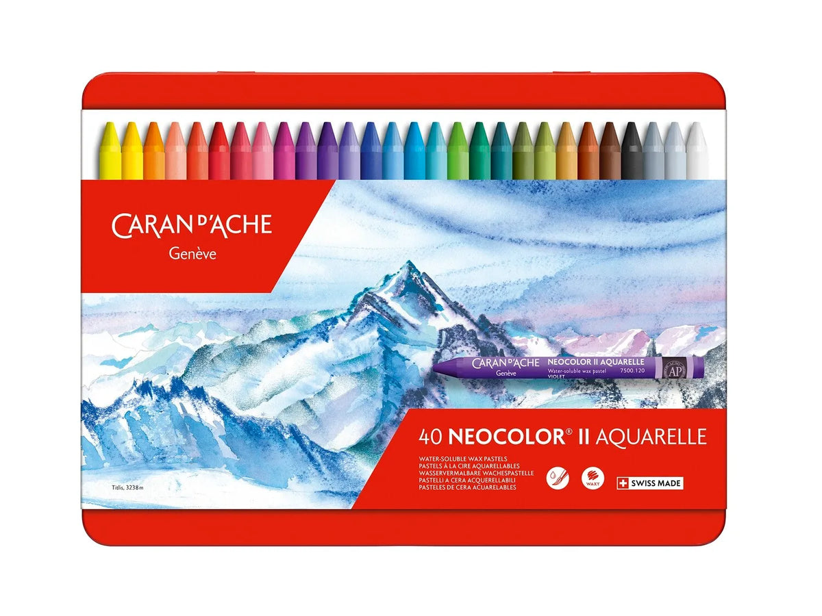 Caran d'Ache Neocolor II Aquarelle Wax Pastels, 40 Shades