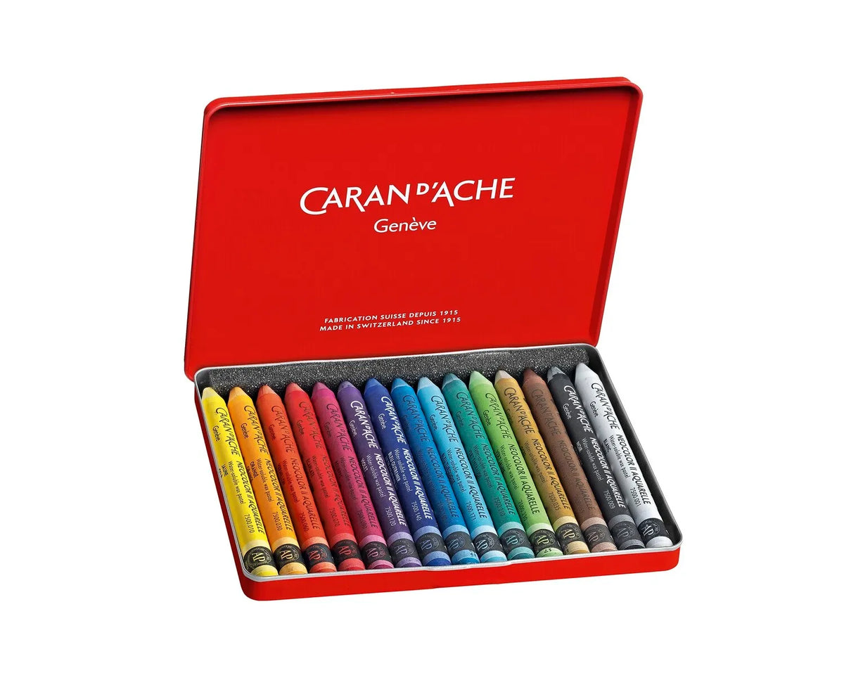 Caran d'Ache Neocolor II Aquarelle Wax Pastels, 15 Shades