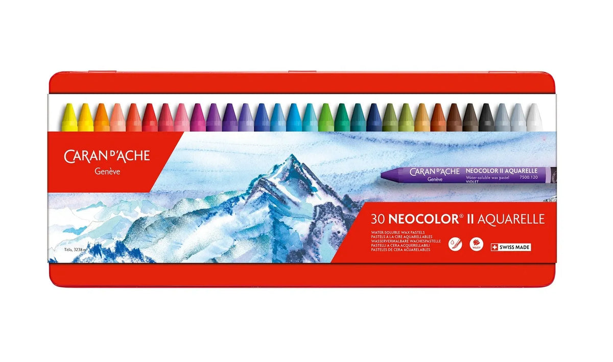 Caran d'Ache Neocolor II Aquarelle Wax Pastels, 30 Shades