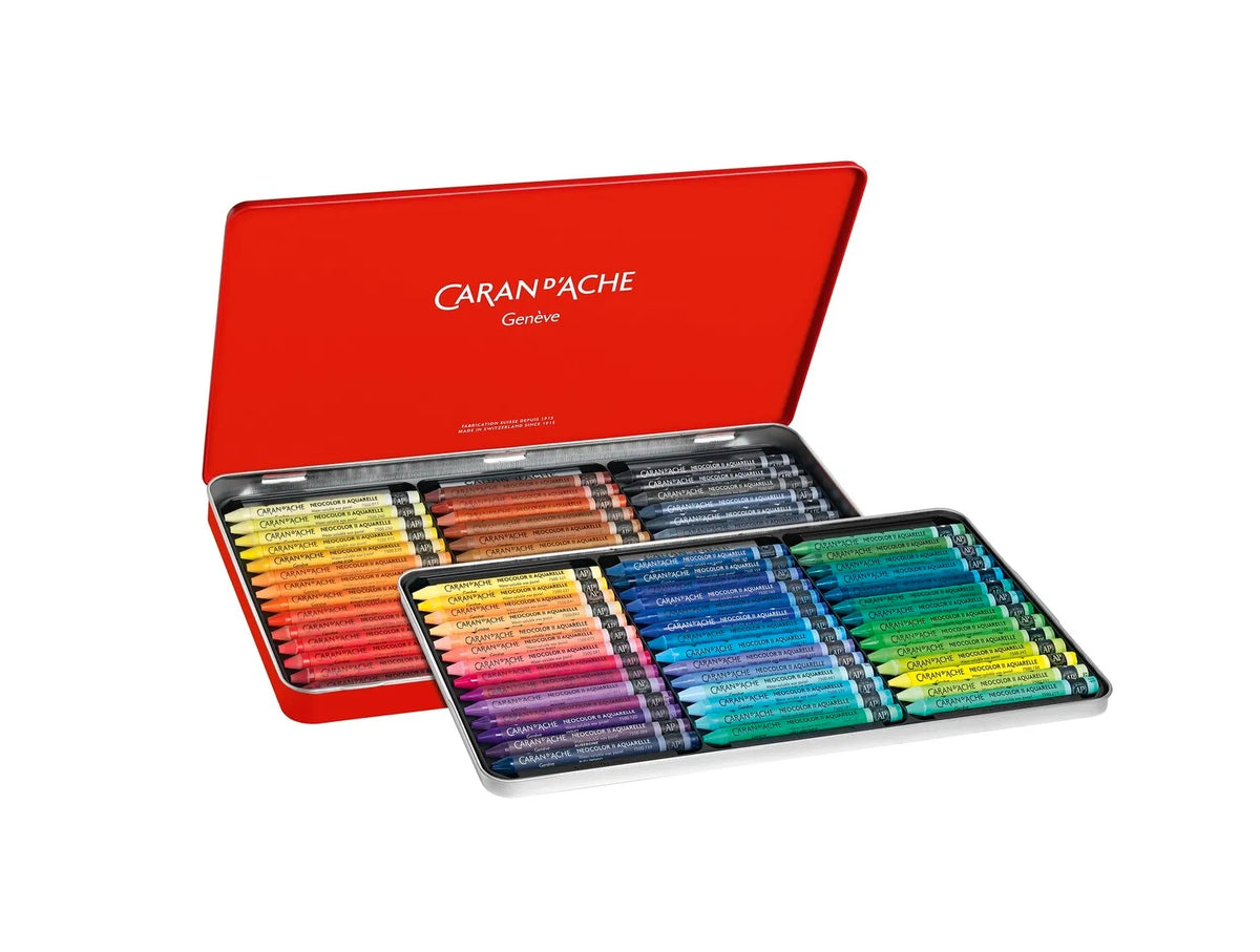 Caran d'Ache Neocolor II Aquarelle Wax Pastels, 84 Shades Metal Tin