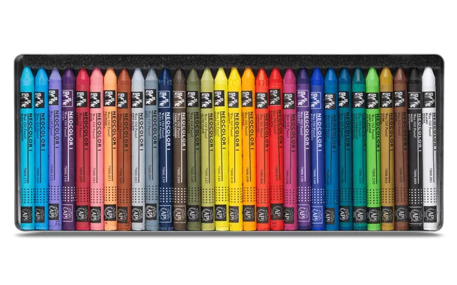 Caran d'Ache Neocolor I Wax Pastels, 30 Colours Metal Box