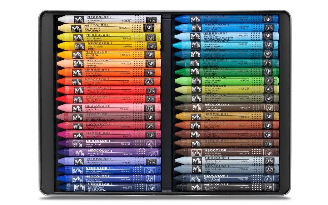 Caran d'Ache Neocolor I Wax Pastels, 40 Colours Metal Box