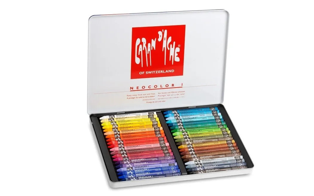 Caran d'Ache Neocolor I Wax Pastels, 40 Colours Metal Box