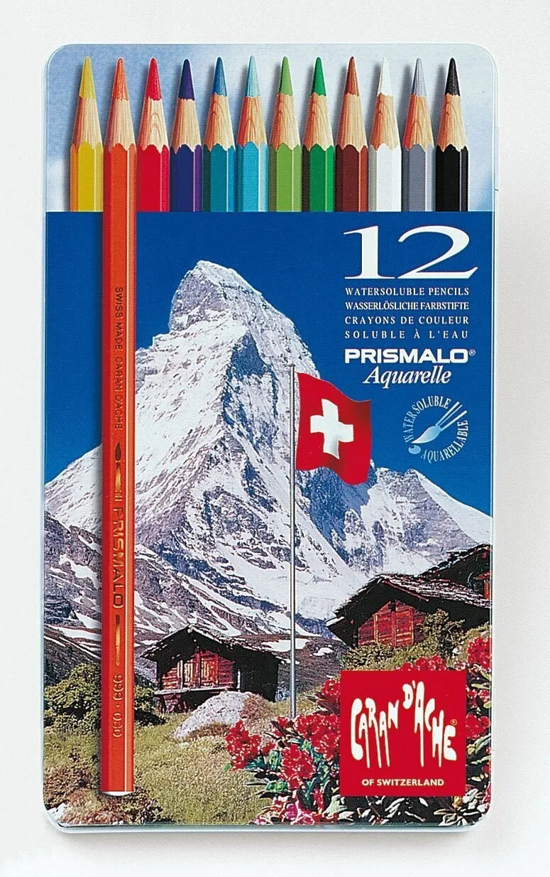 Caran d'Ache Prismalo Aquarelle Colour Pencils, 12 Shades
