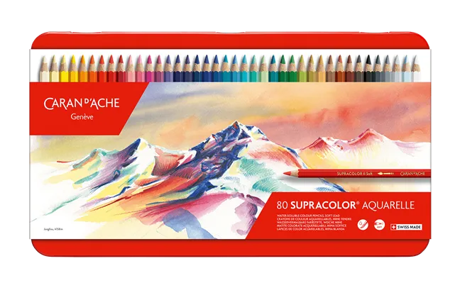 Caran d'Ache Supracolor Soft Aquarelle Pencils, 80 Shades
