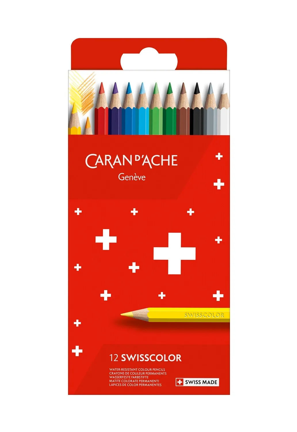 Caran d'Ache Swisscolor Permanent Colour Pencils, 12 Shades
