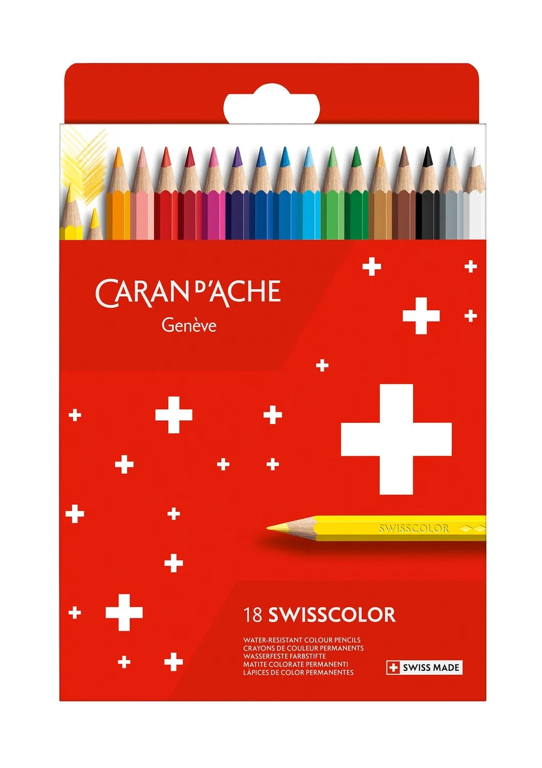 Caran d'Ache Swisscolor Permanent Colour Pencils, 18 Shades