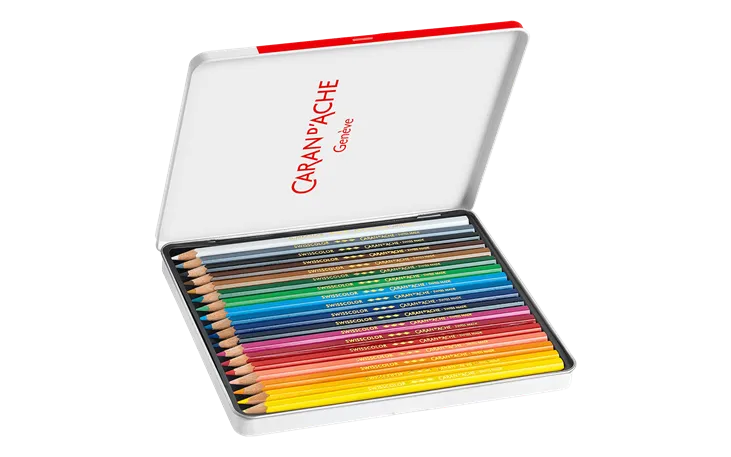 Caran d'Ache Swisscolor Aquarelle Pencils, 18 Shades Metal Box
