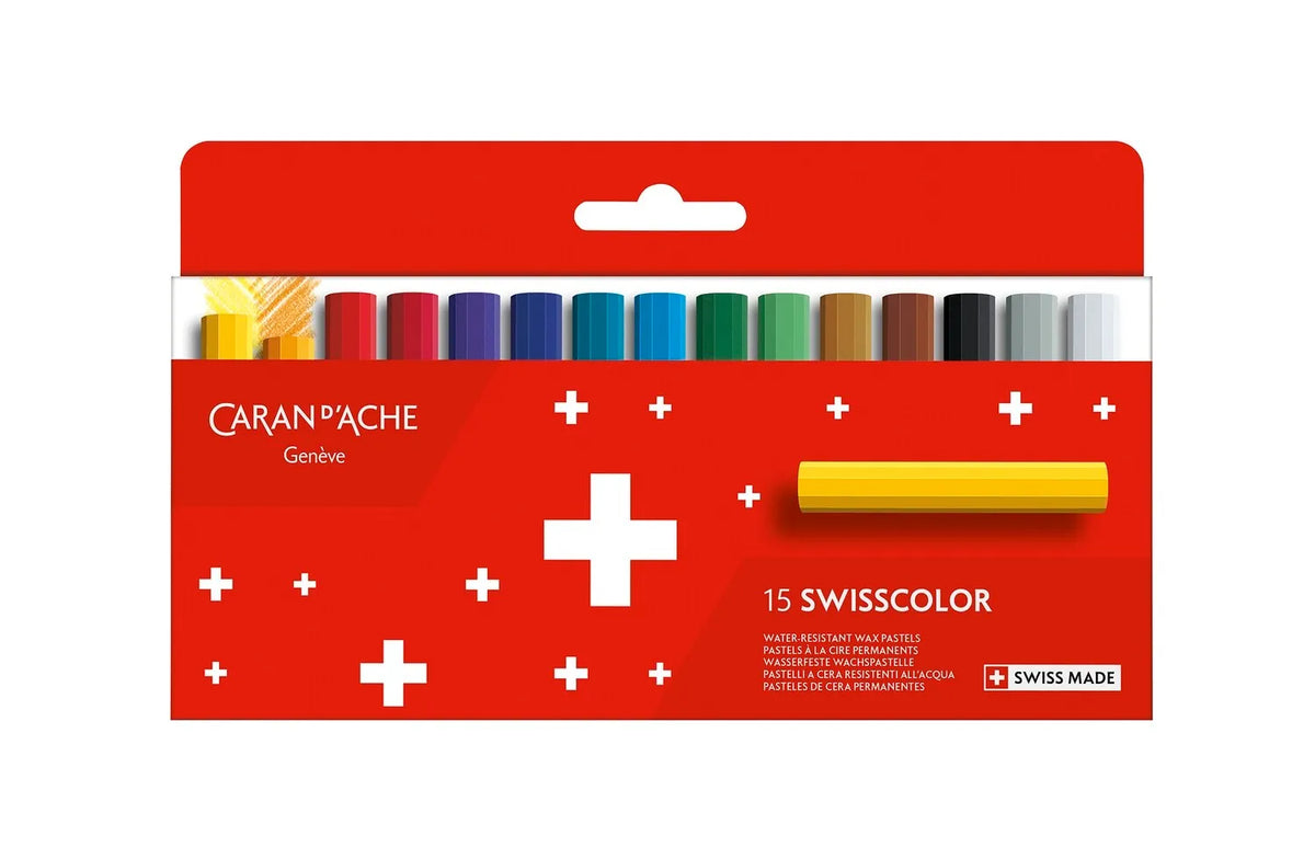 Caran d'Ache Swisscolor Wax Pastels, 15 Shades