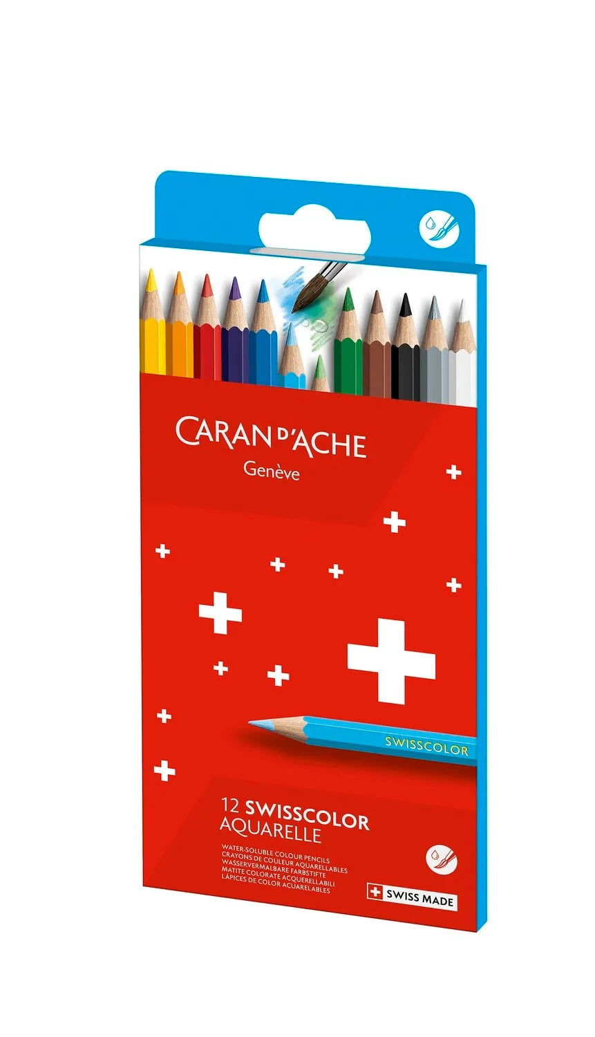 Caran d'Ache Swisscolor Water-Soluble Pencils, 12 Shades