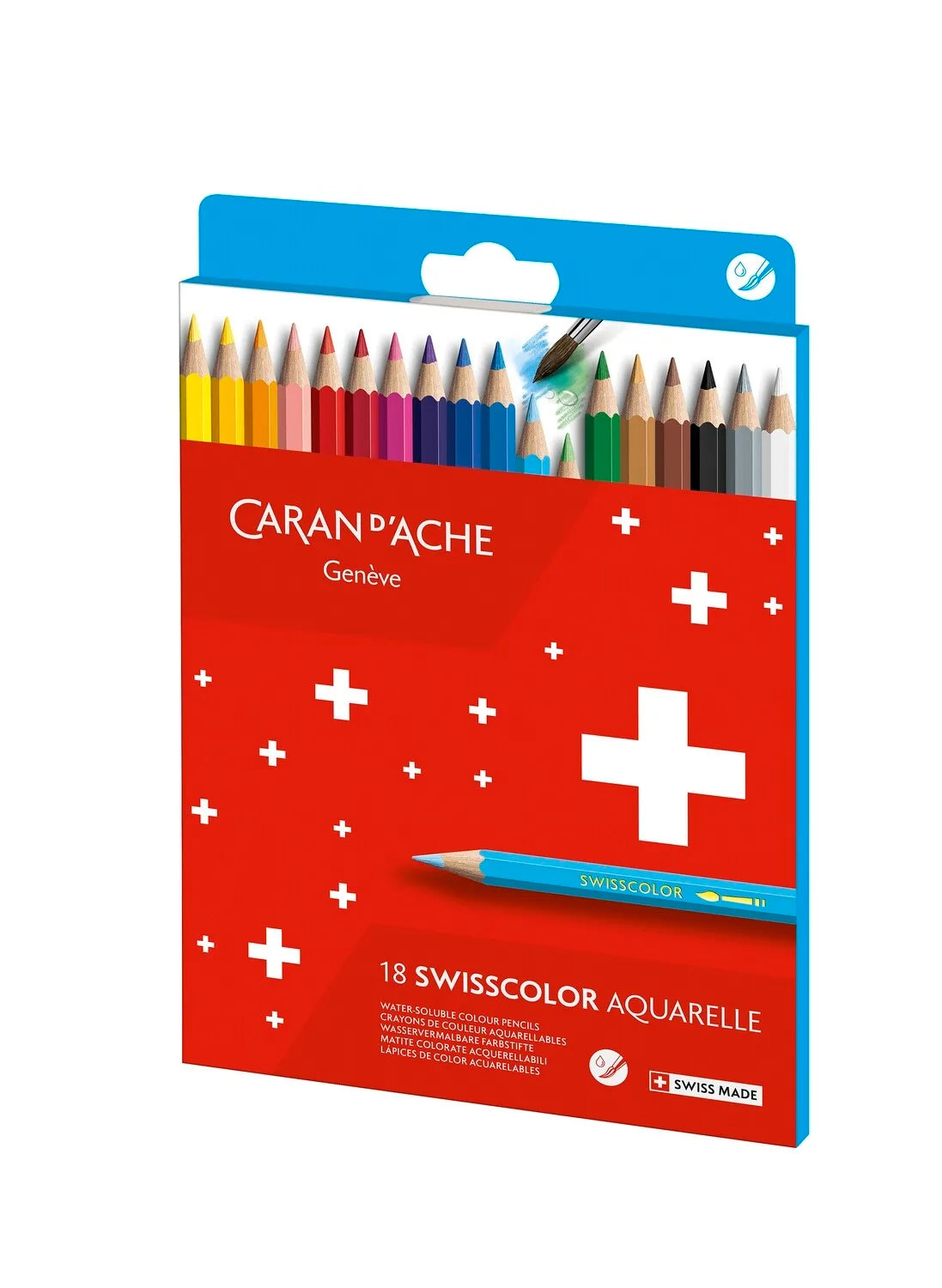 Caran d'Ache Swisscolor Water-Soluble Pencils, 18 Shades