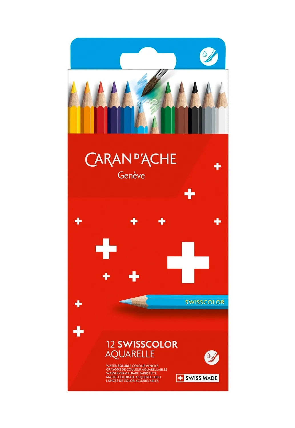 Caran d'Ache Swisscolor Water-Soluble Pencils, 12 Shades