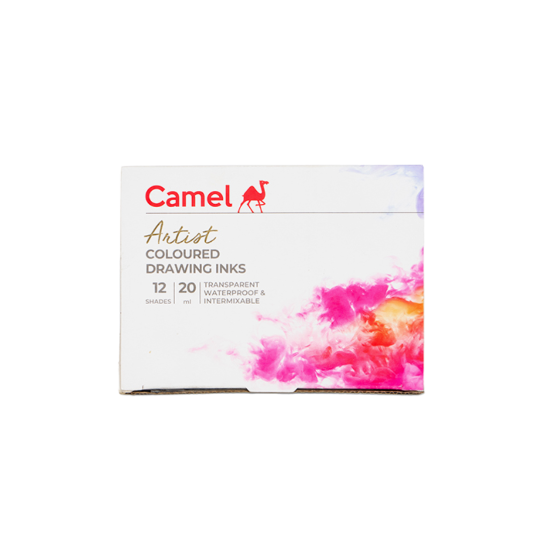 Camel Coloured Drawing Inks Assorted pack of 12 shades in 20 ml