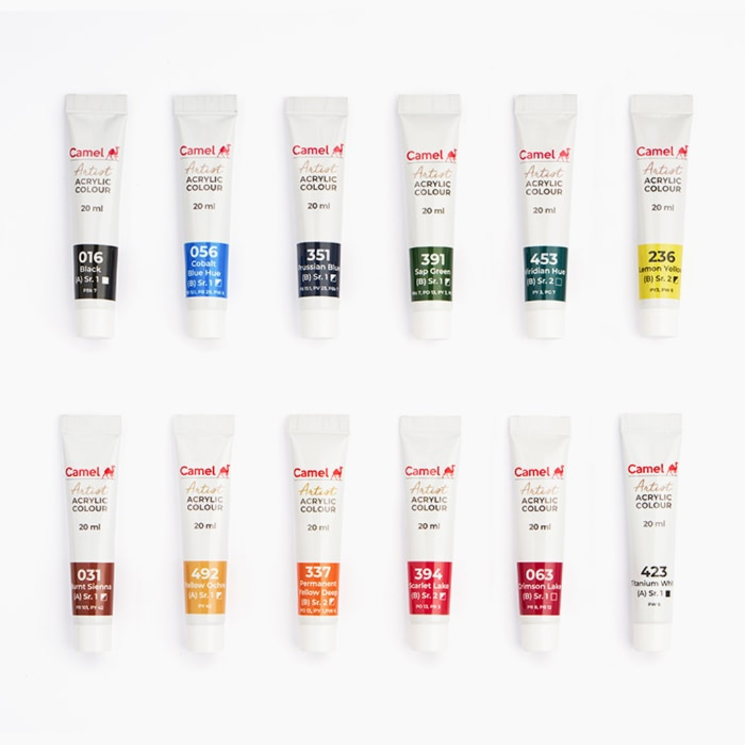 Camel Artist Acrylic Color Box 20ml Tubes 12 Shades