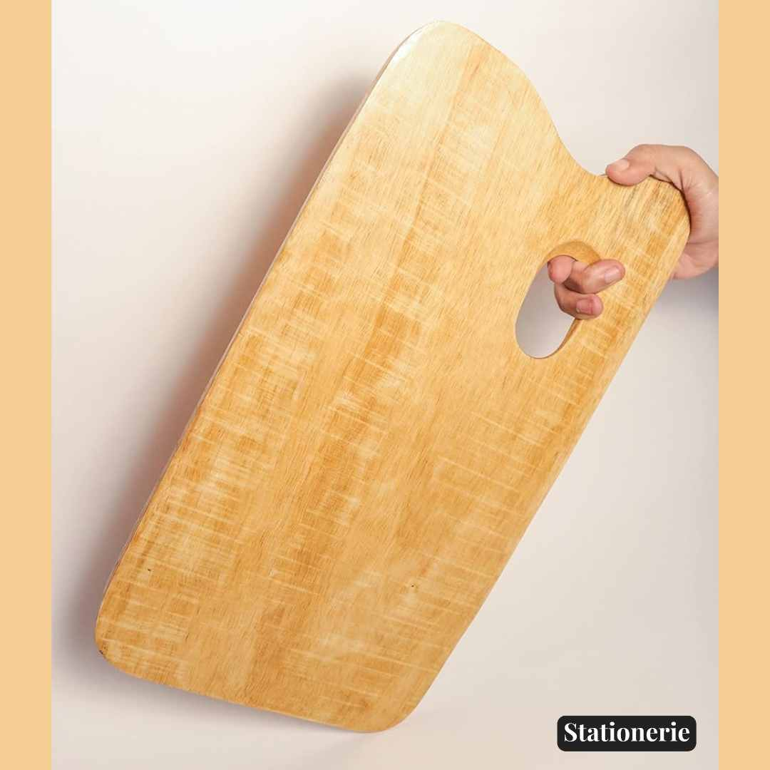 Stationerie Wooden Painting Palette   34x19cm Handmade Rectangle Paint Palette with Thumb Hole for Acrylic, Oil, Watercolor, Gouache Painting