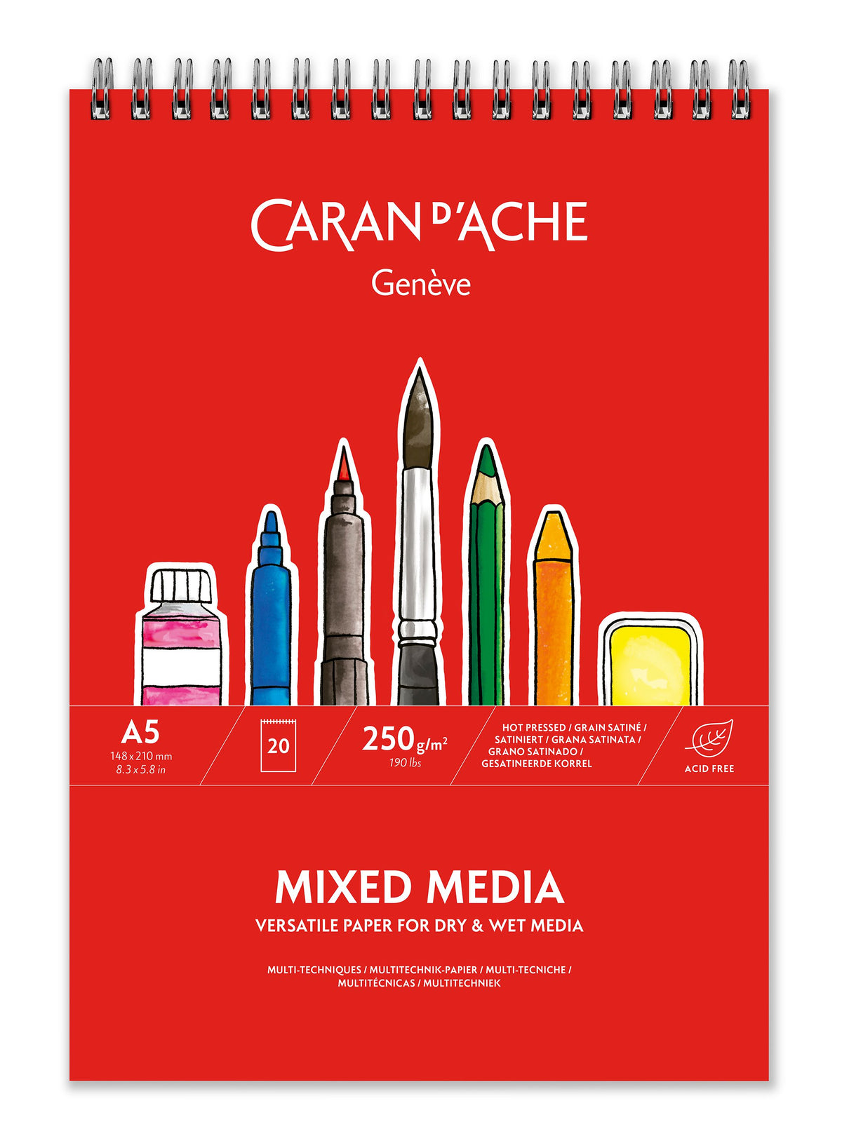 Caran d'Ache Mixed Media Spiral Pad A5, 250 gsm