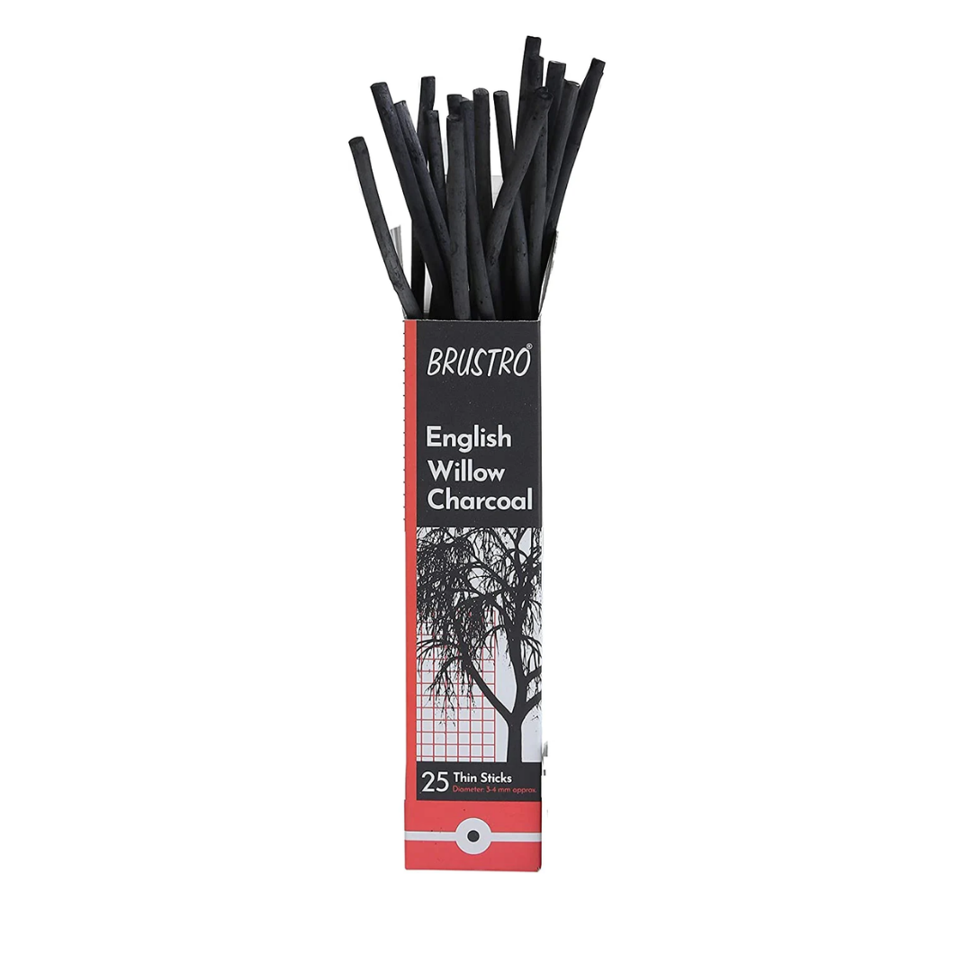 Brustro English Willow Charcoal Thin (25 Sticks)