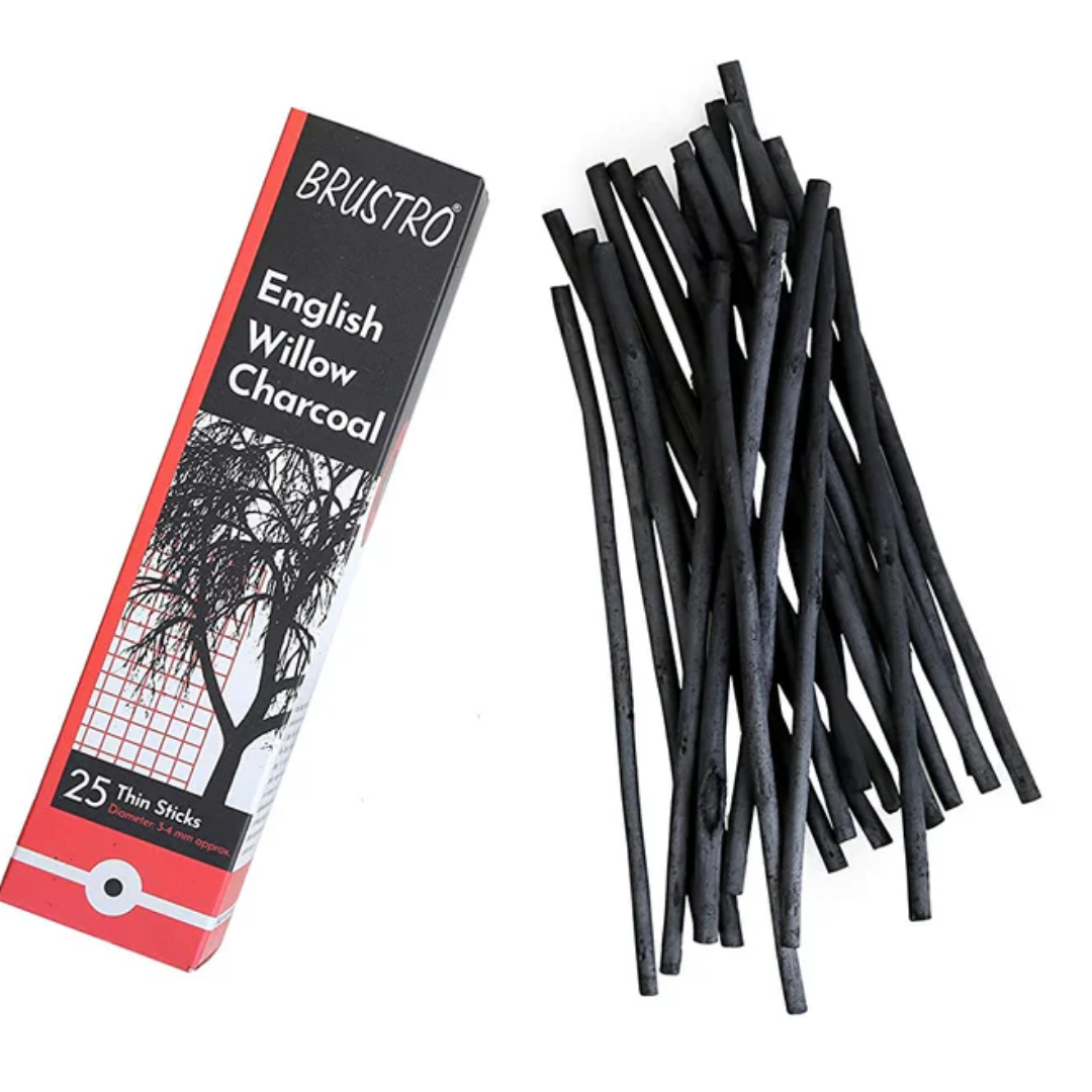 Brustro English Willow Charcoal Thin (25 Sticks)