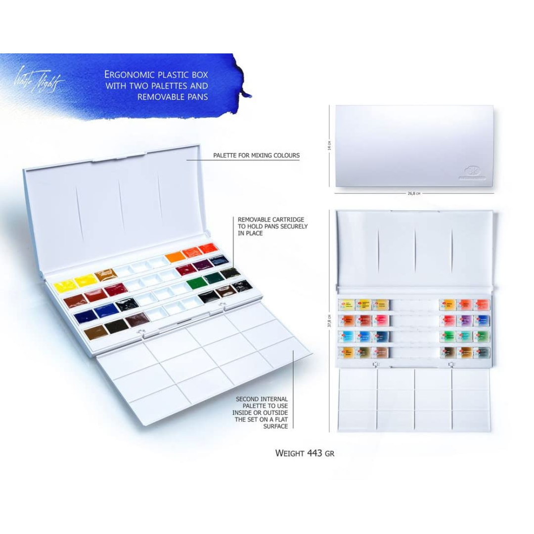 WHITE NIGHTS ARTIST’S WATER COLOUR CAKE SET OF 24