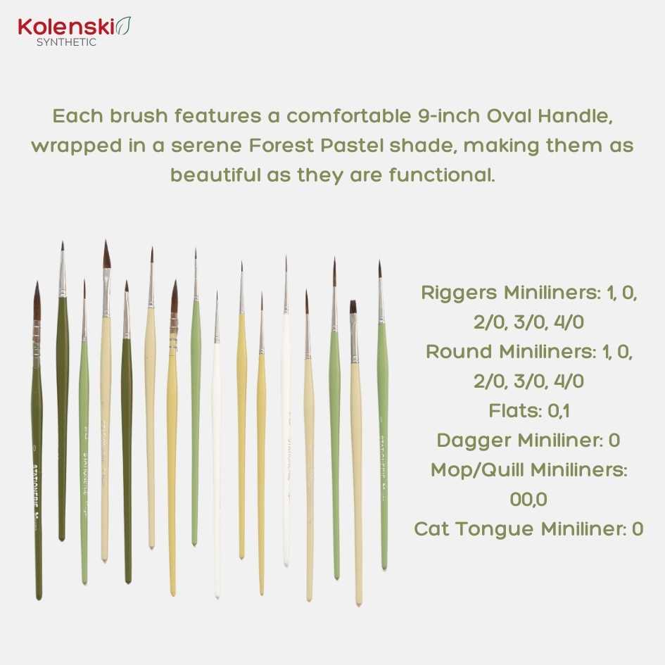 Stationerie Miniliners Set Of 16 Kolinsky Synthetic Forest Edition (Brush Holder Free)