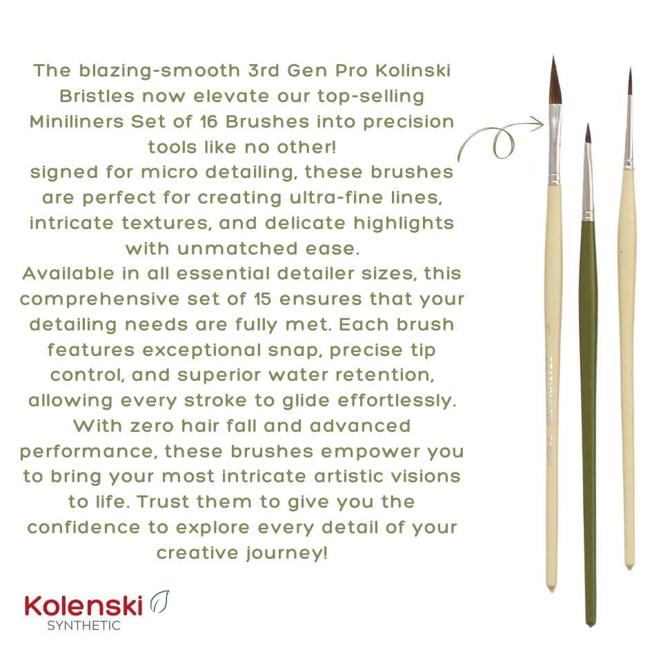 Stationerie Miniliners Set Of 16 Kolinsky Synthetic Forest Edition (Brush Holder Free)