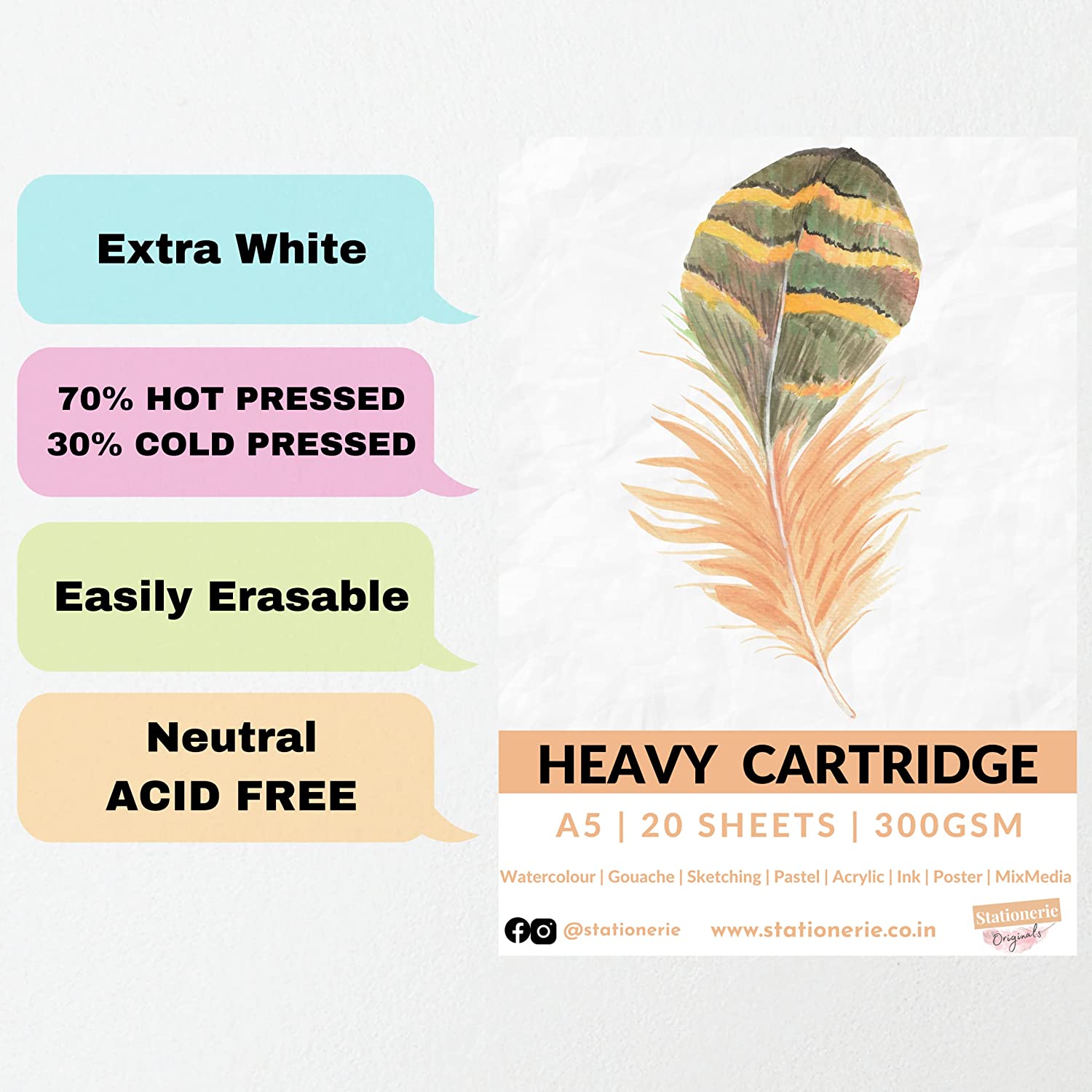 Stationerie Heavy Cartridge A4 300gsm 20 Sheets