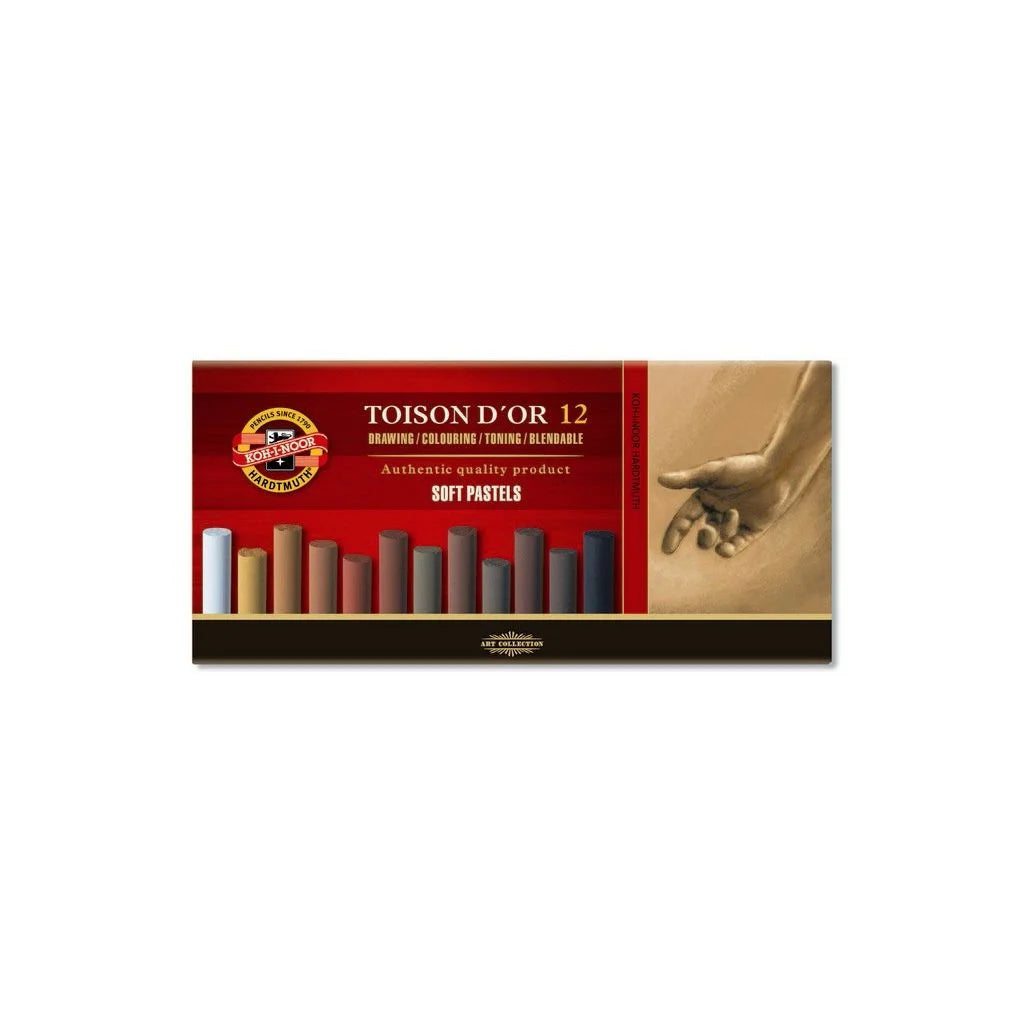 Koh I Noor Toison D'Or Artist's Quality Soft Pastel   Set of 12   Brown Line