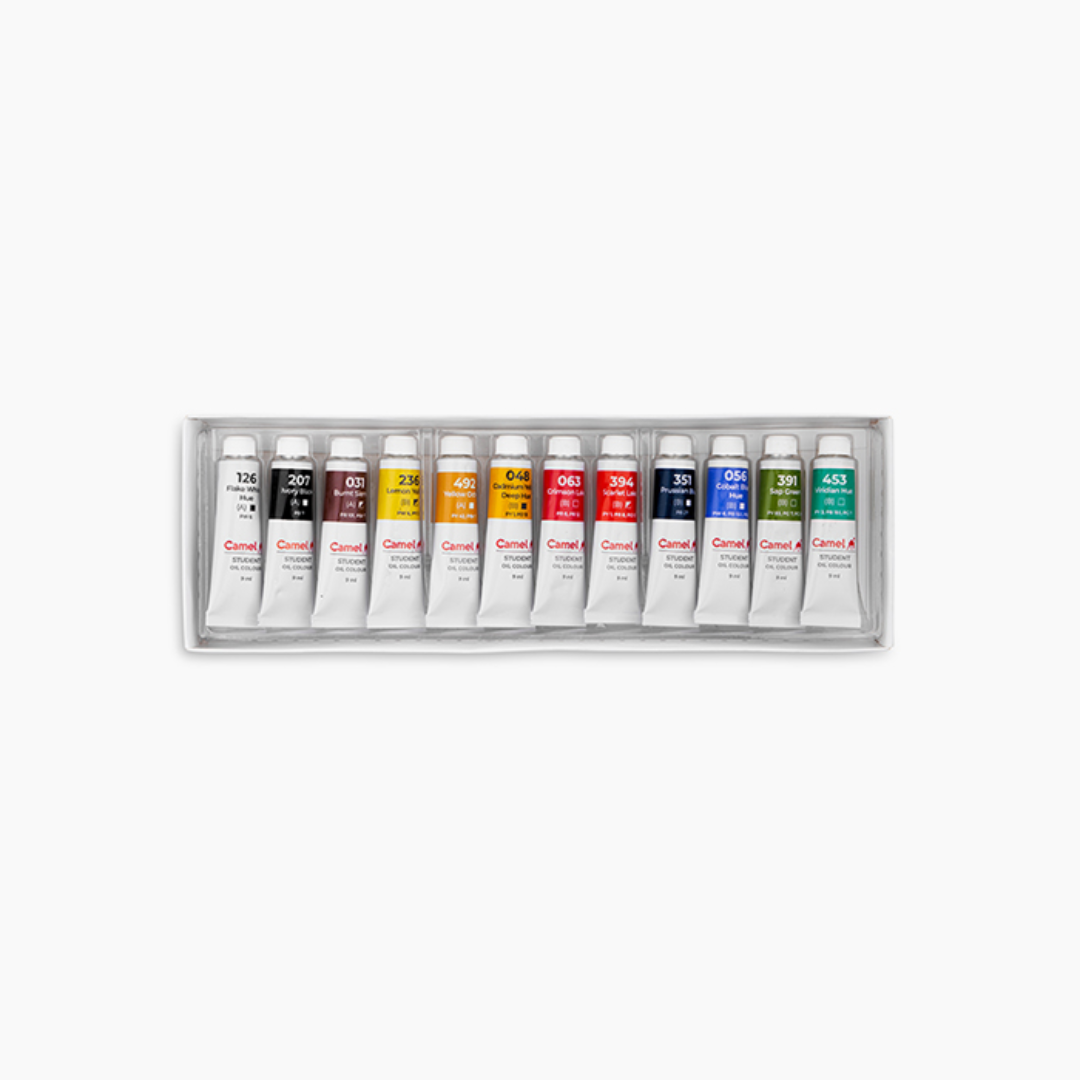 Camel  Student  Oil  Colours  Assorted  pack  of  12  shades  in  9  ml