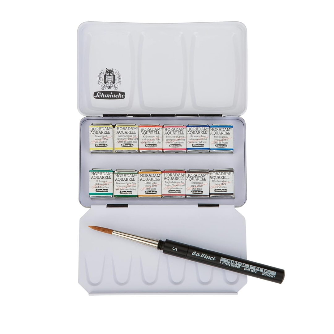 Schmincke Half Pan Watercolor Pocket Set A Compact Metal Travel Box
