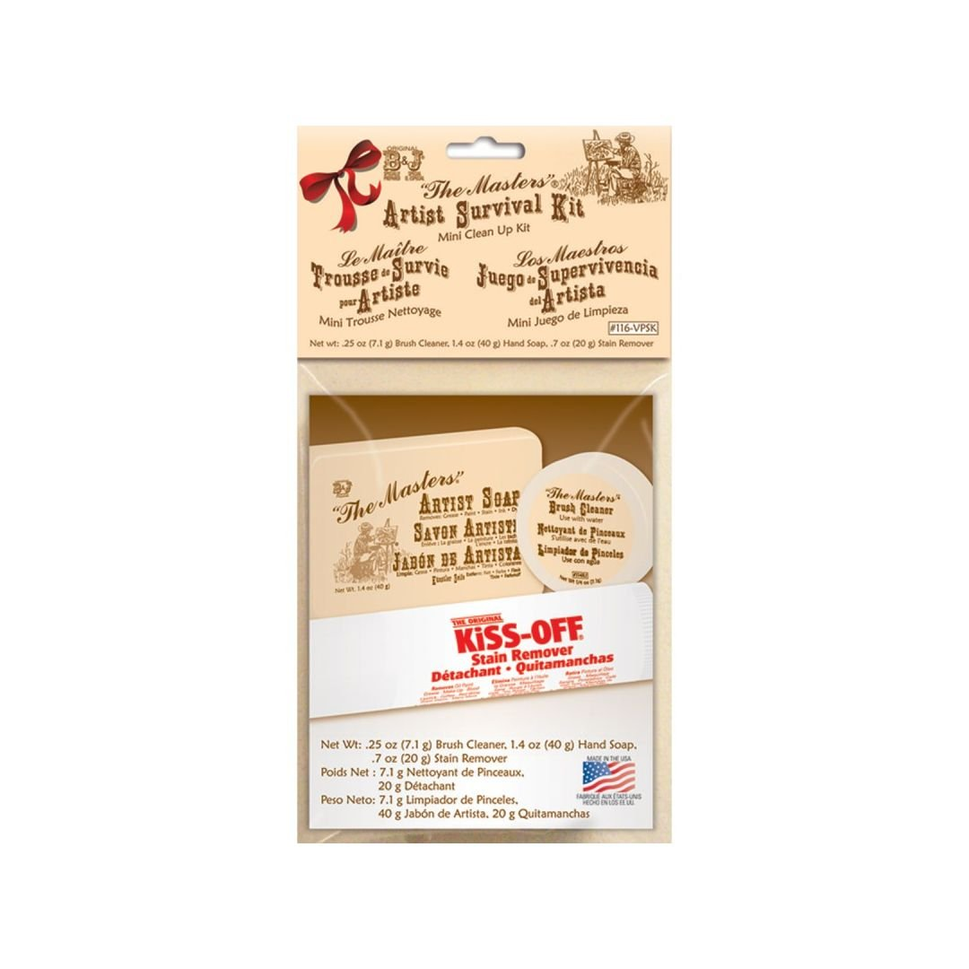 General Pencil The Masters Mini Clean Up Kit 1 Brush Cleaner and Preserver (7.10 g) and 1 Artist Hand Soap, 40 g and 1 Kiss Off Stain Remover, 20 g