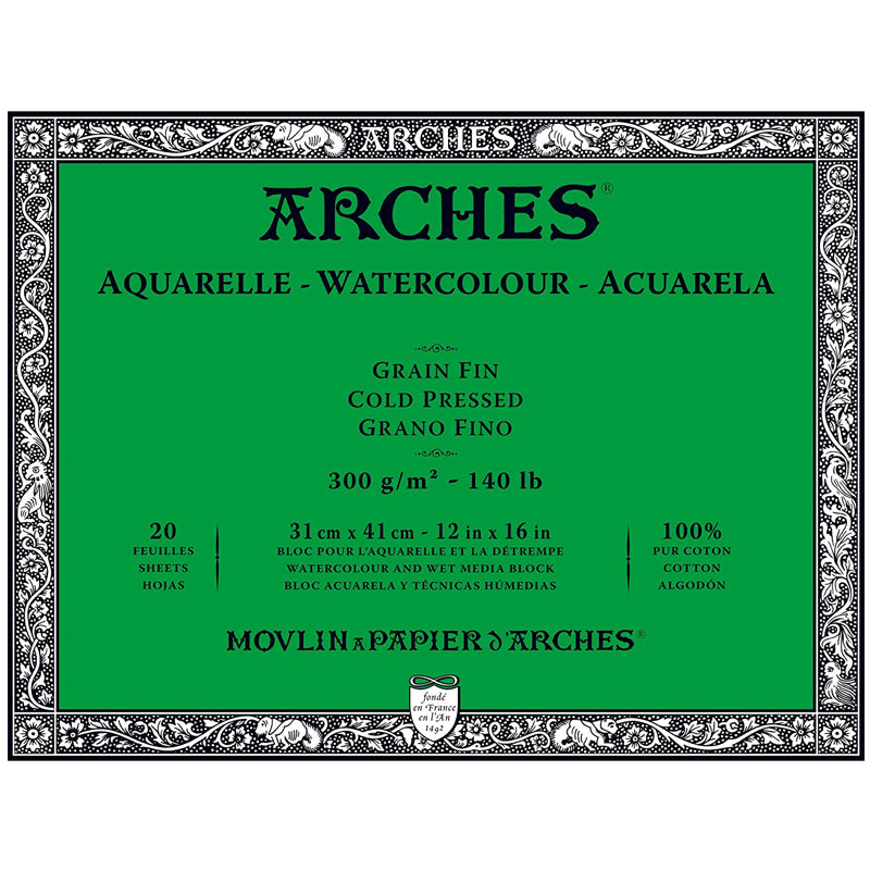 ARCHES WATERCOLOUR BLOCK COLD PRESSED 31 X 41 CM 20 SHEETS