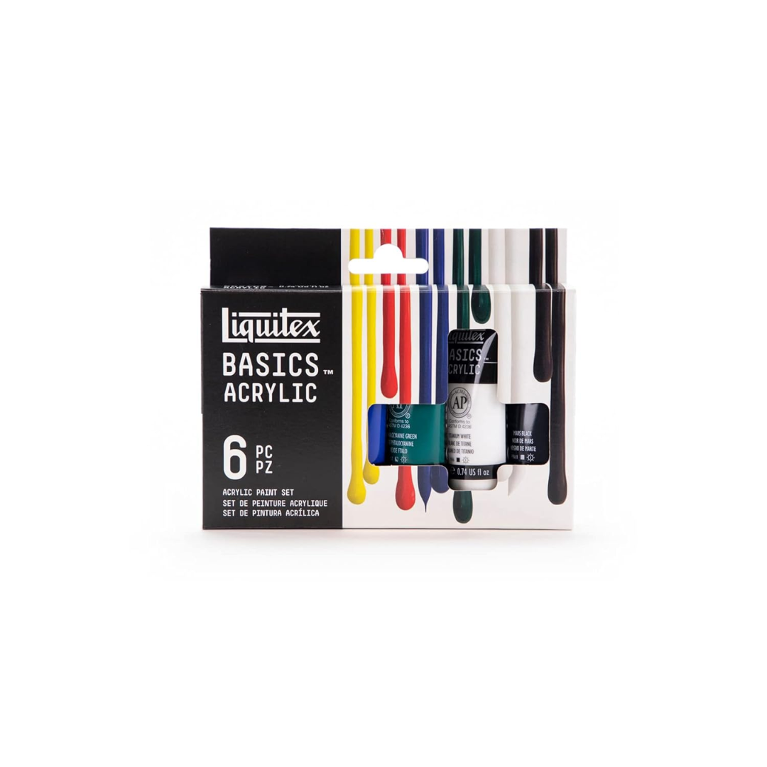 Liquitex BASICS 6 Tube Acrylic Paint Set, 22ml, Metallics & Iridescents