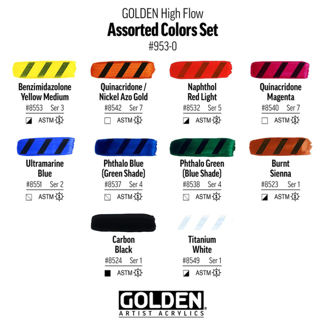 Golden High Flow Acrylic Opaque Set of 10 (#953)