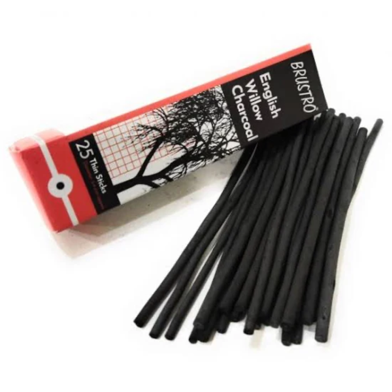 Brustro English Willow Charcoal Thin (25 Sticks)