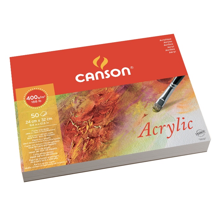 Canson Acrylic Pads Glued on Long Side 24x32cm  50 sheets