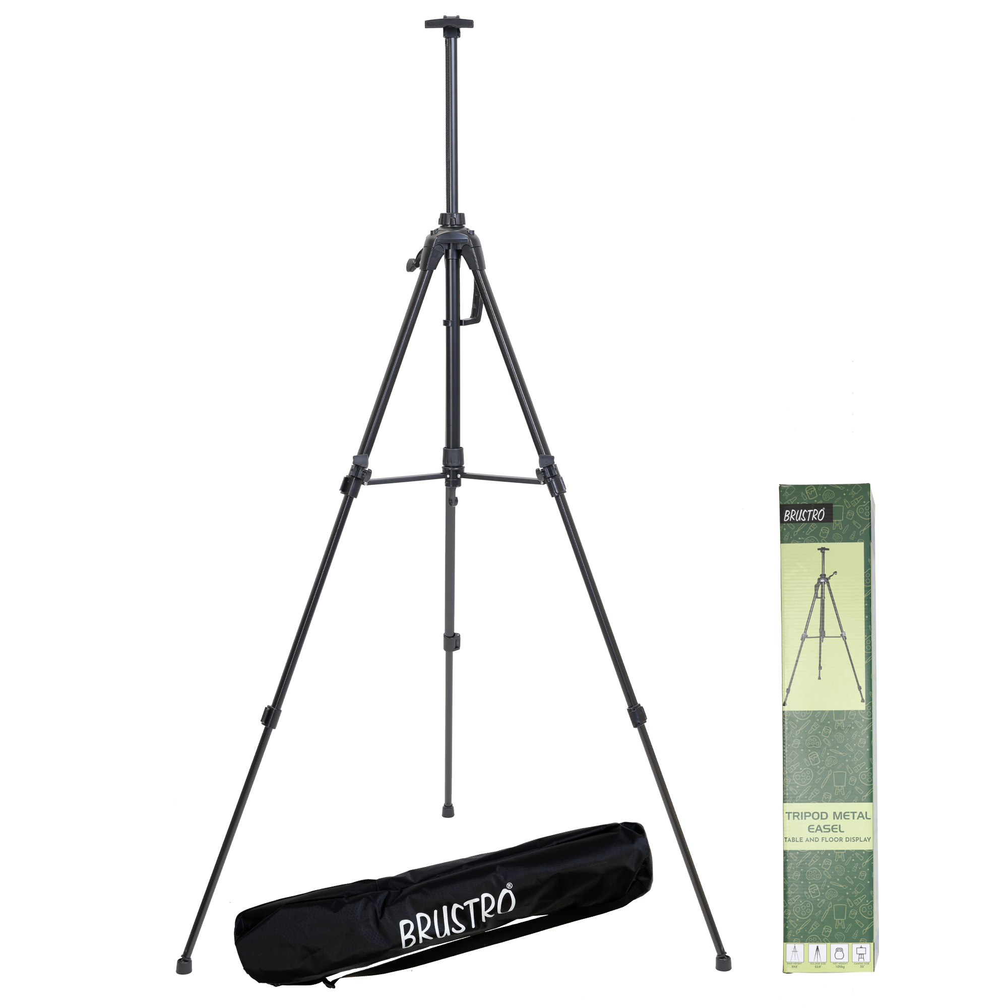 Brustro Pro Art Tripod Metal Folding Easel – Black, 30 Inch