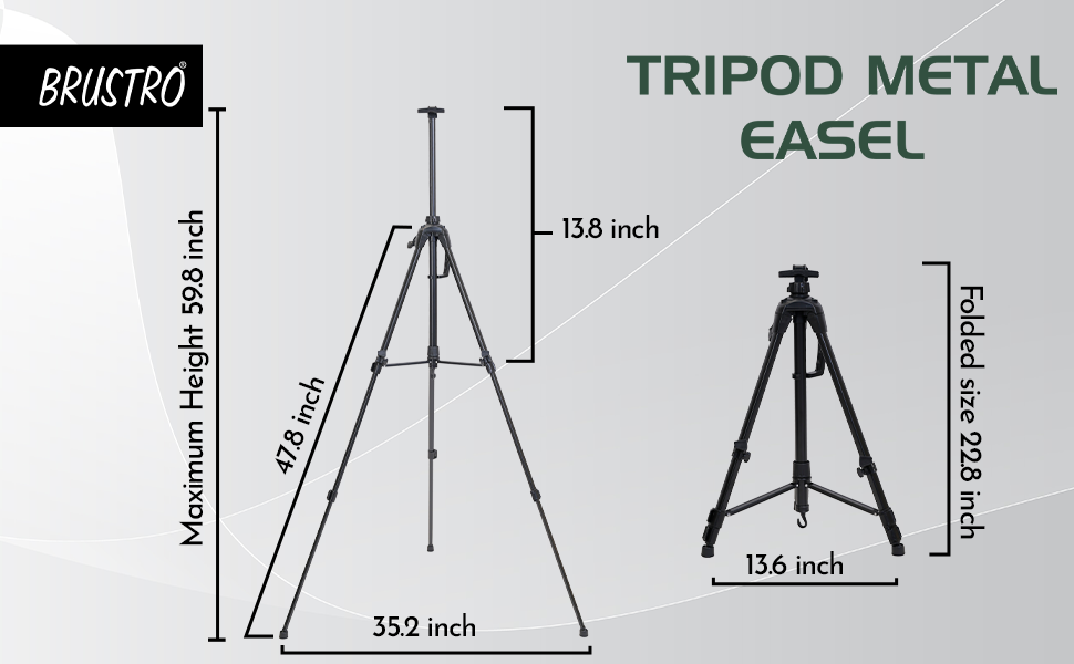 Brustro Pro Art Tripod Metal Folding Easel – Black, 30 Inch