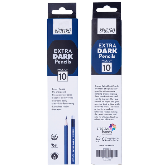 BRUSTRO Extra Dark Pencils | Black, Pack of 10