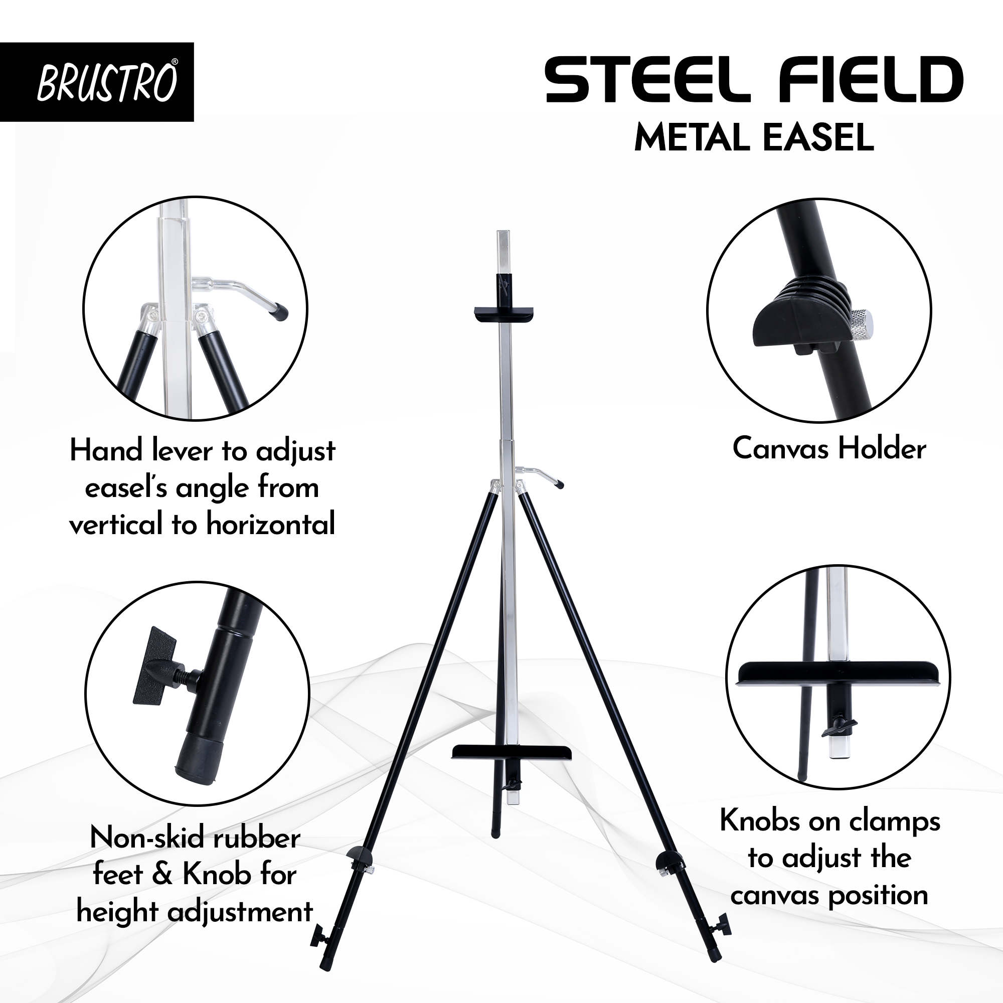 Brustro Watercolour Tripod Steel Field Easel – Black