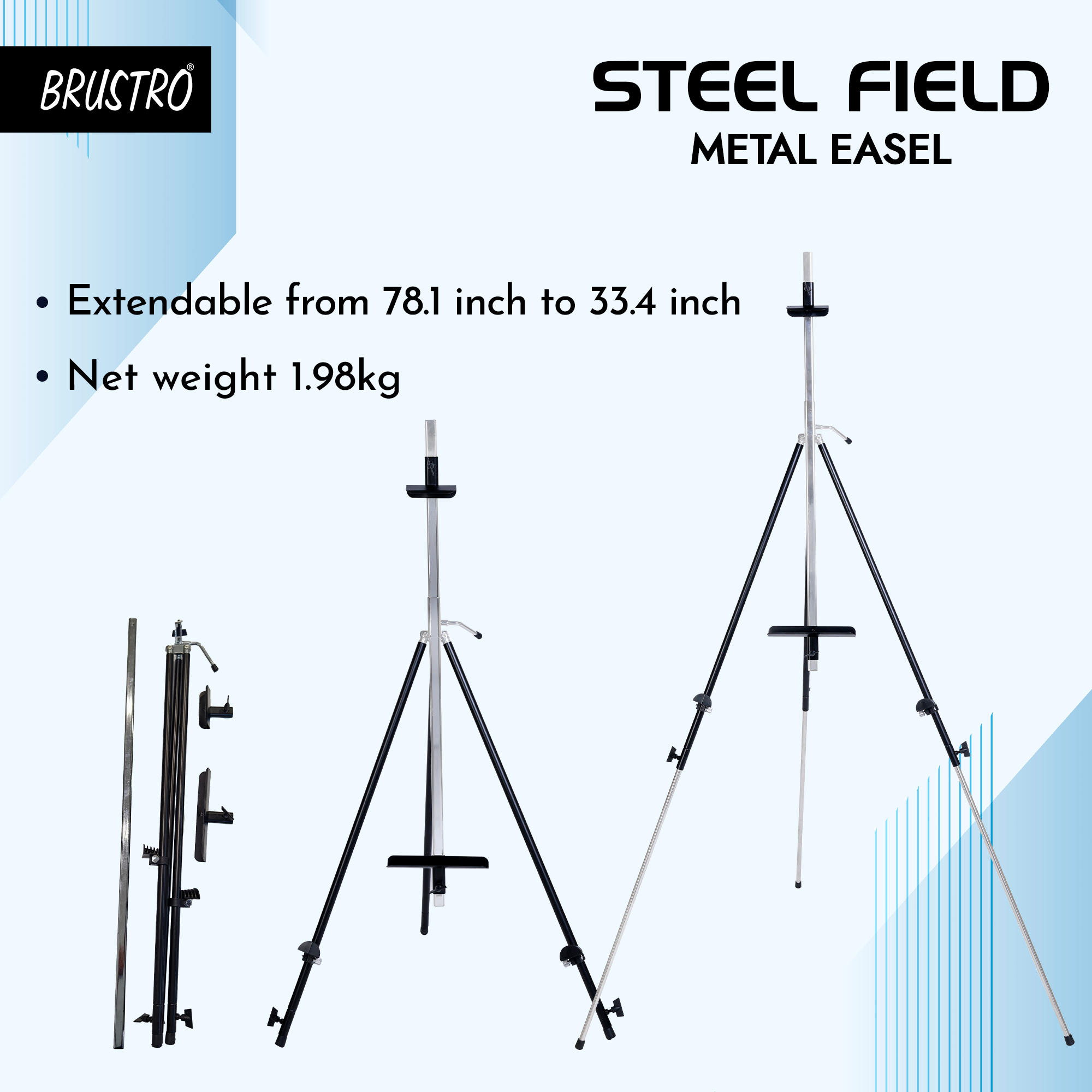 Brustro Watercolour Tripod Steel Field Easel – Black