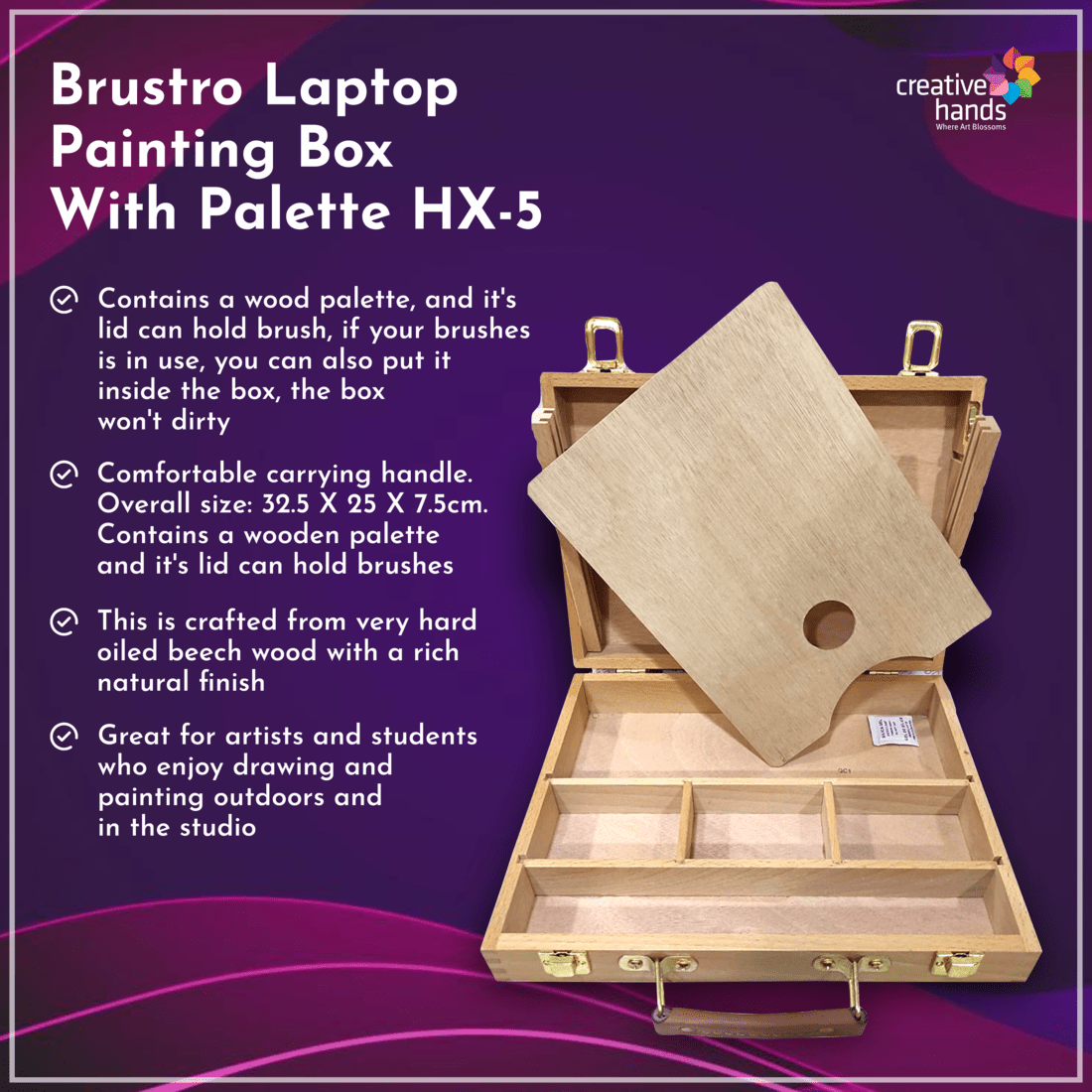 Brustro Laptop Painting Box with Wooden Palette