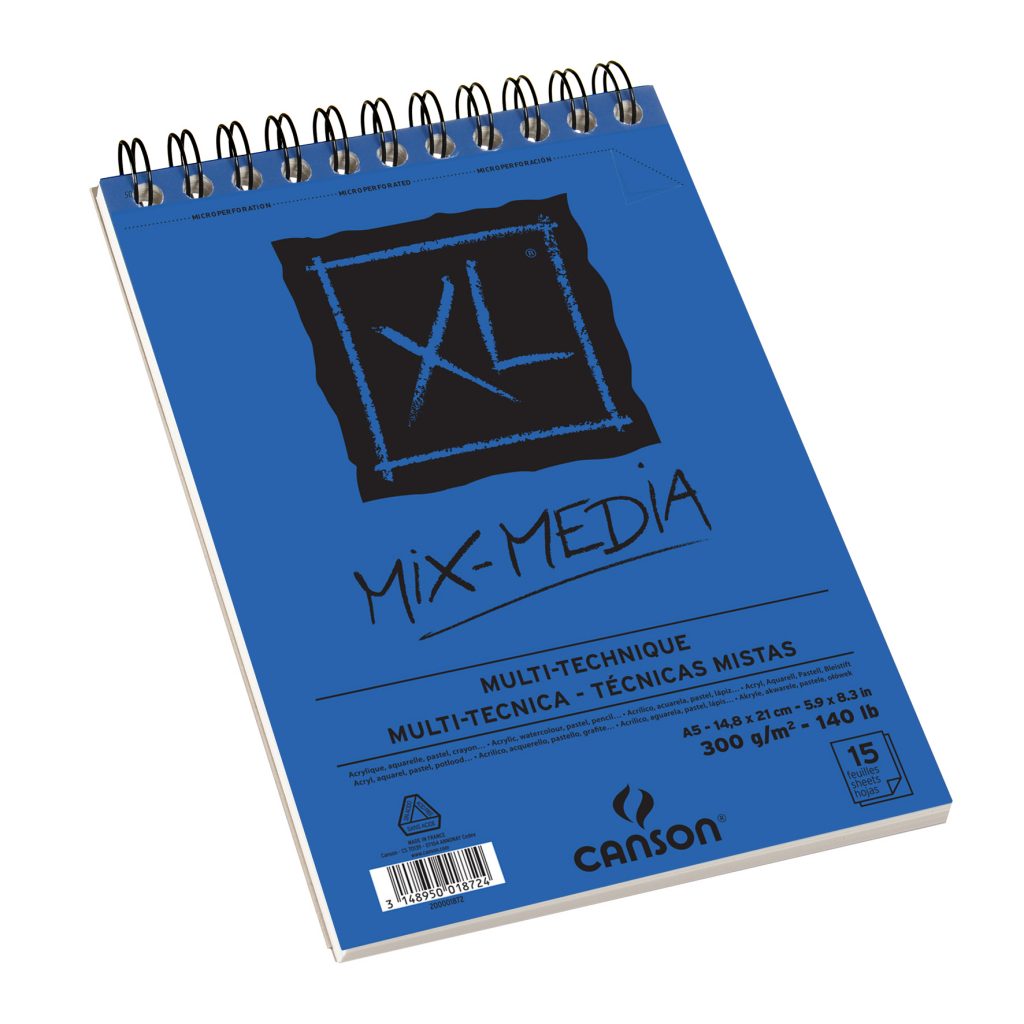 Canson XL   Mix Media Albums spiral bound on short side (GSM 300; Size 14.8x21cm A5)