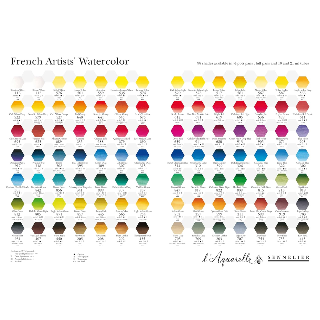 Sennelier l’Aquarelle French Artists’ Watercolour Set (Set of 98 Tubes)