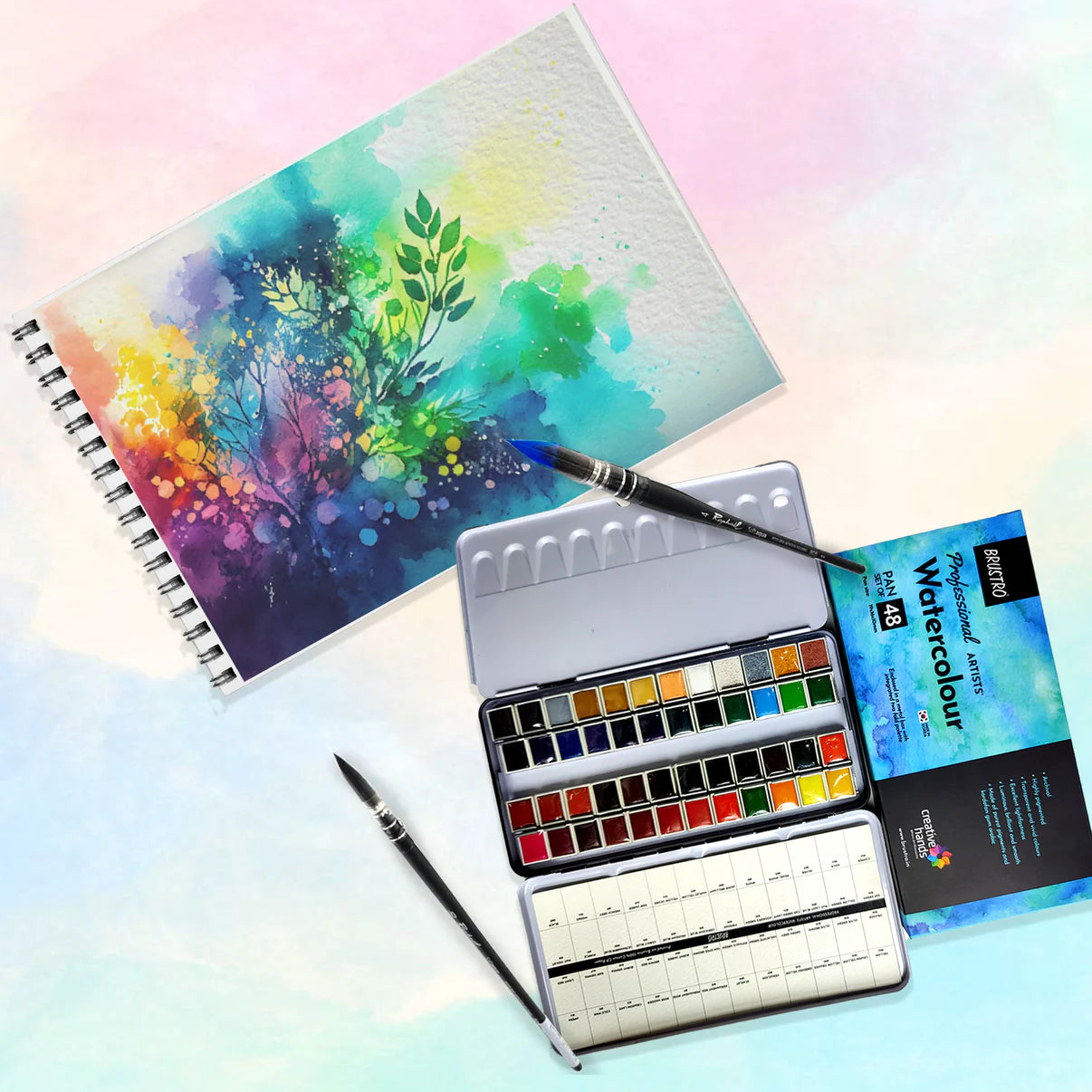 Brustro Professional Artists Watercolour Pan Set Of 48
