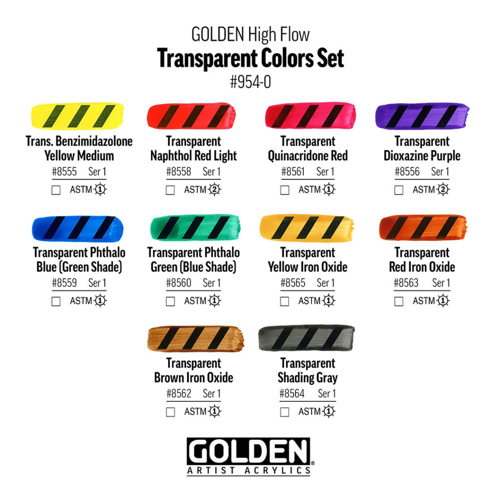 Golden High- Flow Transparent Colors Set of 10 (#954)