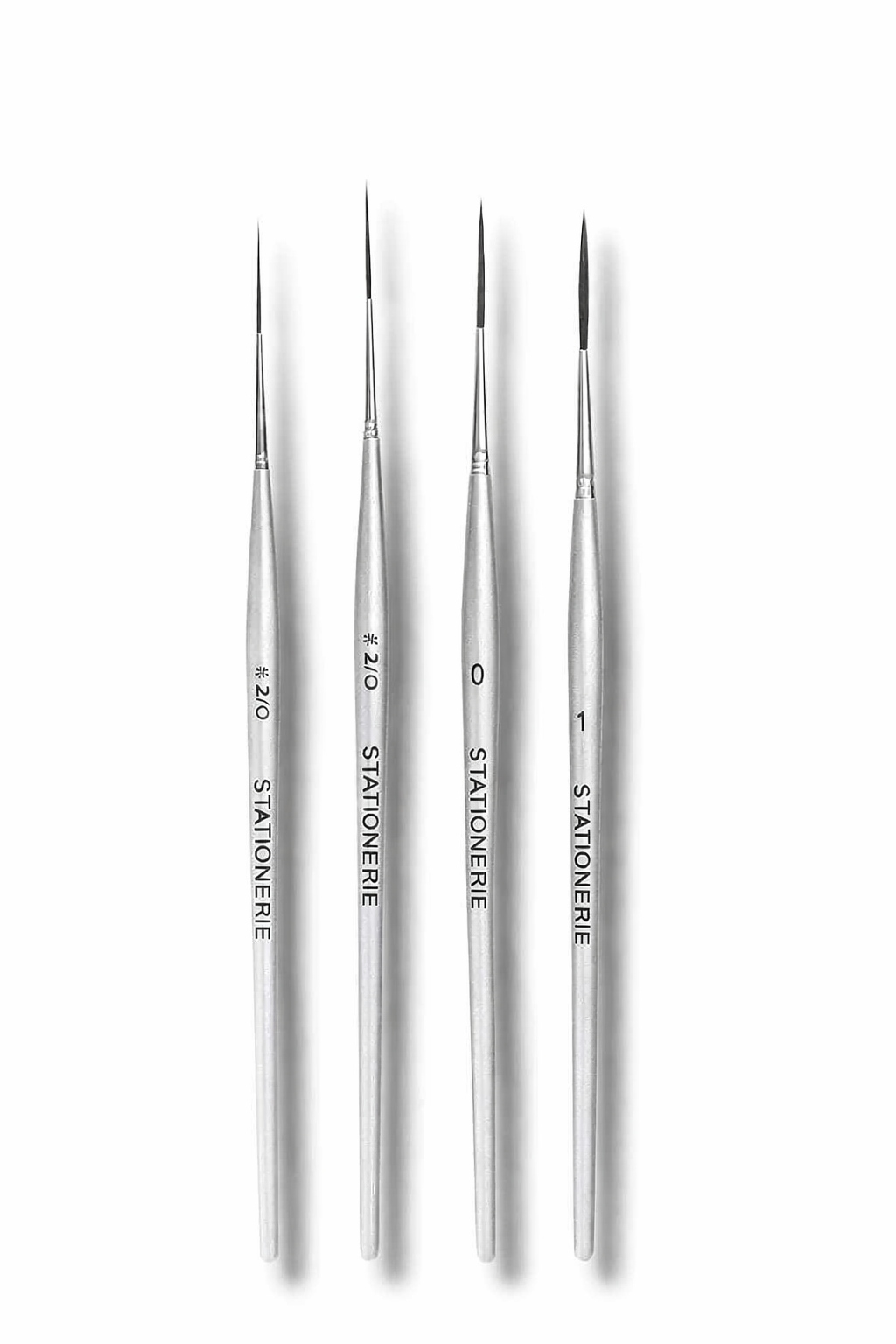 Stationerie Signature Synthetic Handmade Long Bristle Liner Set Of 4 Silver Edition (Premium Above Class Synthetic & Oval Handles)