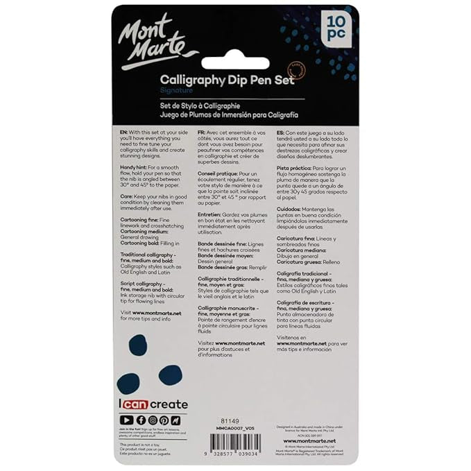 Mont Marte Dipper Pens&Nibs- Pen,9 Nibs